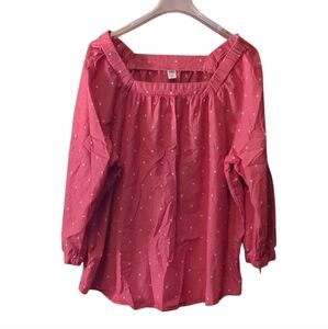 Old Navy Pink Smocked Blouse with 3/4 Sleeves